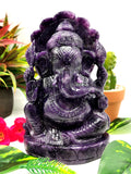 Lepidolite Handmade Carving of Ganesh - Lord Ganesha Idol in Crystals and Gemstones - Reiki/Chakra/Healing - 7.5 inch and 1.54 kg (3.09 lb)