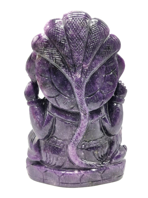 Lepidolite Handmade Carving of Ganesh - Lord Ganesha Idol in Crystals and Gemstones - Reiki/Chakra/Healing - 7.5 inch and 1.54 kg (3.09 lb)
