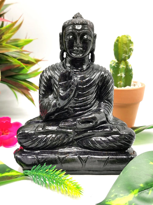 Blue Aventurine Buddha - handmade carving of serene and meditating Lord Buddha - crystal/reiki/healing - 6 inches and 915 gms (2.01 lb)