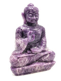 Lepidolite Buddha - handmade carving of serene and meditating Lord Buddha - crystal/reiki/healing - 7.5 inches and 1.34 kg (2.95 lb)