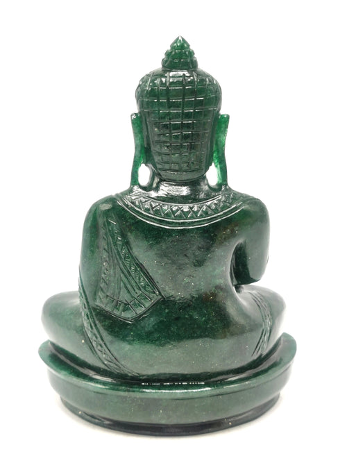 Dark Green Aventurine Buddha - handmade carving of serene and meditating Lord Buddha - crystal/reiki/healing - 7.5 in and 1.53 kg (3.37 lb)