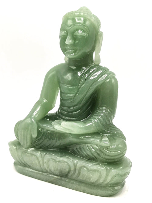 Light Green Aventurine Buddha - handmade carving of serene and meditating Lord Buddha - crystal/reiki/healing - 9 in and 2.34 kg (5.15 lb)