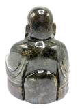 Labradorite Laughing Buddha - handmade carving of serene and smiling Buddha or Hotei - crystal/reiki/healing - 5 inch and 1.24 kg (2.73 lb)