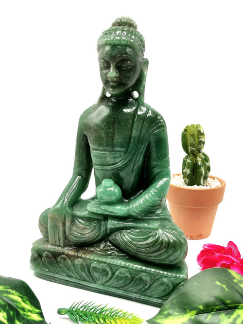 Australian Green Aventurine Buddha - handmade carving of serene and meditating Lord Buddha - crystal/reiki/chakra - 8.5 inches and 1.36 kgs