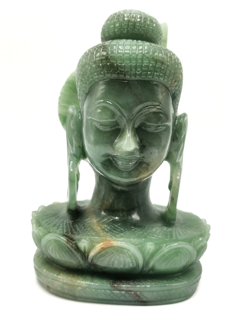 Australian Green Aventurine Buddha Head - handmade carving of serene and meditating Lord Buddha - crystal/reiki - 6 inches and 1.22 kgs