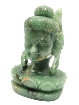 Australian Green Aventurine Buddha Head - handmade carving of serene and meditating Lord Buddha - crystal/reiki - 6 inches and 1.22 kgs