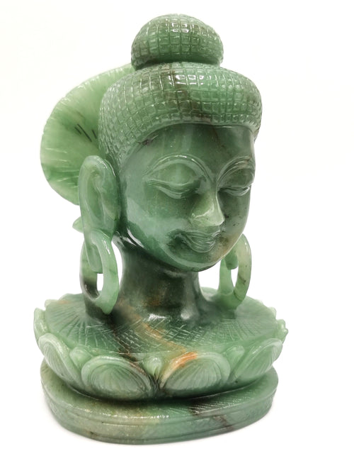 Australian Green Aventurine Buddha Head - handmade carving of serene and meditating Lord Buddha - crystal/reiki - 6 inches and 1.22 kgs