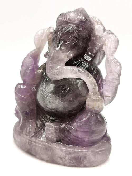 Amethyst Handmade Carving of Ganesh - Lord Ganesha Idol in Crystals and Gemstones - Reiki/Chakra/Healing - 5 inches and 0.88kg (1.94 lb)
