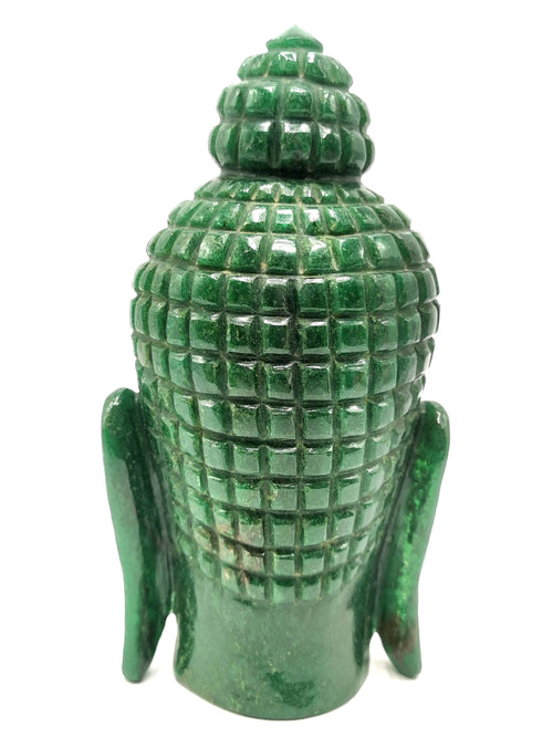 Dark Green Aventurine Buddha Head - handmade carving of serene and meditating Lord Buddha - crystal/reiki - 8 inches and 2.09 kgs (4.60 lb)