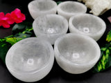 Beautiful white quartz hand carved bowls - 3 inches diameter and 190 gms (0.42 lb) - ONE BOWL ONLY