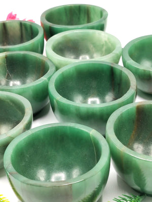 Australian green aventurine hand carved round bowls - 3 inches diameter and 200 gms (0.44 lb) - ONE BOWL ONLY