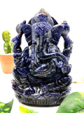 Sodalite Handmade Carving of Ganesh - Lord Ganesha Idol/Murti in Crystals and Gemstones -Reiki/Chakra/Healing - 6.5 inches and 1.57 kg