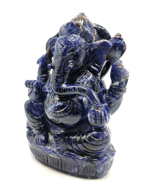 Sodalite Handmade Carving of Ganesh - Lord Ganesha Idol/Murti in Crystals and Gemstones -Reiki/Chakra/Healing - 6.5 inches and 1.57 kg