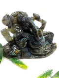 Labradorite Handmade Carving of Ganesh with blue flash - Lord Ganesha in relaxing posture | Crystals and Gemstones - 8.5 inches and 2.34 kgs