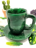 Beautiful Dark Green Aventurine Tea Cup & Saucer - ONLY 1 Cup and 1 Saucer