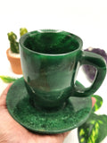 Beautiful Dark Green Aventurine Tea Cup & Saucer - ONLY 1 Cup and 1 Saucer
