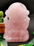 Majestic Rose Quartz Handmade Carving of Ganesh -Lord Ganesha Idol| Sculpture in Crystals -Reiki/Chakra/Healing - 6 inch & 1.77 kg (3.89 lb)