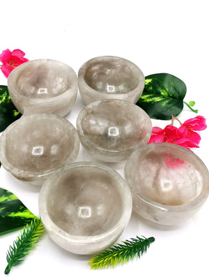 Beautiful Smokey Quartz hand carved round bowls - 3 inches diameter and 190 gms (0.42 lb) - ONE BOWL ONLY