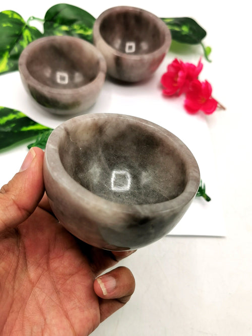 Beautiful Smokey Quartz hand carved round bowls - 3 inches diameter and 200 gms (0.44 lb) - ONE BOWL ONLY