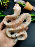 Slithering snake carving in sunstone - crystal healing / chakra / reiki / energy - 5.5 inches and 690 gms (1.52 lb)