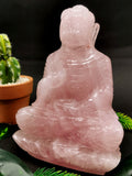 Rose Quartz Buddha - handmade carving of serene and meditating Lord Buddha - crystal/reiki/healing - 6 inches and 0.95 kg (2.10 lb)