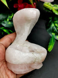 Cobra snake with raised hood carving in Rose Quartz stone - crystal healing / chakra / reiki / energy - 4 inches and 0.52 kg (1.14 lb) Animal carving