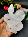 Slithering snake carving in clear quartz stone - crystal healing / chakra / reiki / energy - 4.8 inches and 580 gms (1.28 lb) Animal carving