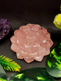 Beautiful rose quartz hand carved zinnia flower carving - crystal/gemstone carvings - 2.8inch and 115 gms (0.25 lb) - ONE PIECE ONLY