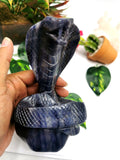 Cobra snake carving in Blue Aventurine stone - crystal healing / chakra / reiki / energy - 5.8 inches and 750 gms (1.65 lb) Animal carving