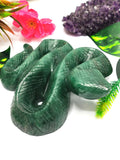 Slithering snake carving in dark green aventurine stone - crystal healing / chakra / reiki / energy - 6 inches and 750 gms (1.65 lb)