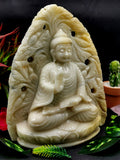 Ivory Agate Buddha - handmade carving of serene and meditating Lord Buddha - crystal/reiki/healing - 9 inches and 4.38 kg (9.64 lb)