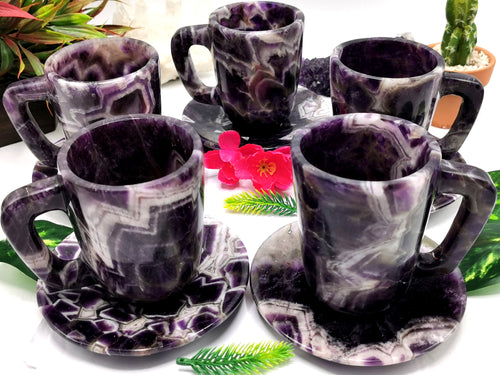 Beautiful Chevron Amethyst Tea Cup & Saucer - ONLY 1 Cup and 1 Saucer