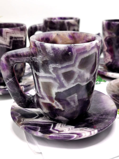 Beautiful Chevron Amethyst Tea Cup & Saucer - ONLY 1 Cup and 1 Saucer