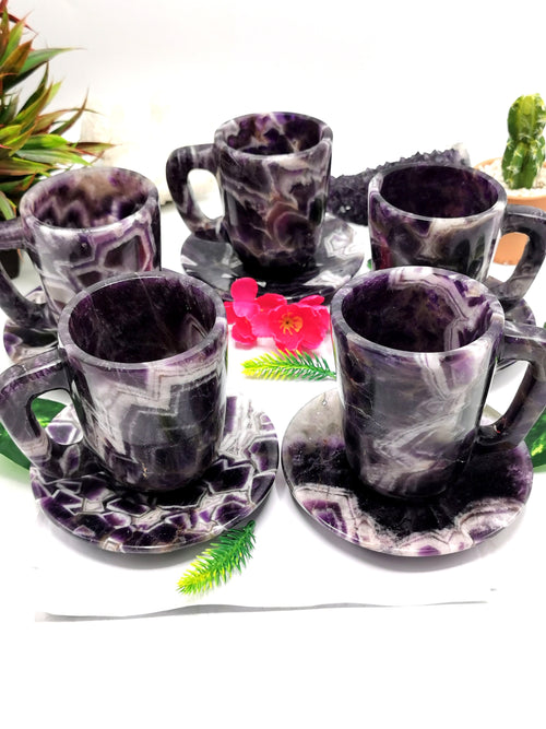 Beautiful Chevron Amethyst Tea Cup & Saucer - ONLY 1 Cup and 1 Saucer