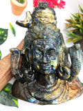 Shiva Handmade in Labradorite Carving - Lord Shivshankar in crystals and gemstones | Reiki/Chakra/Healing/Energy - 9 inches and 4.73 kg