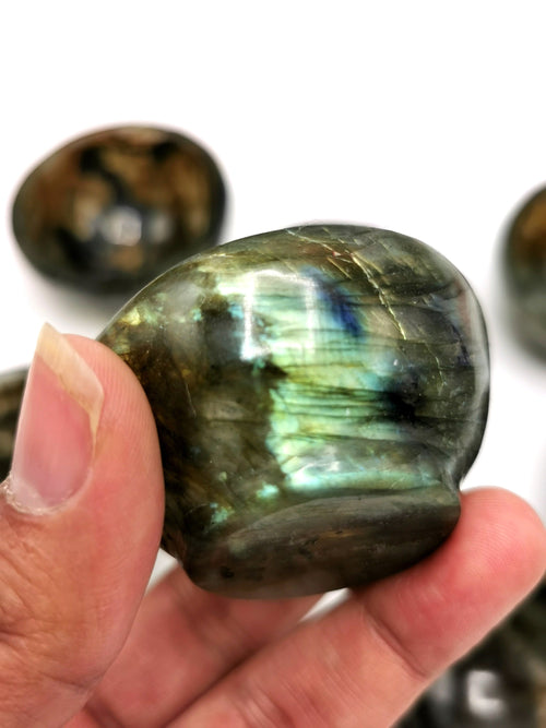Beautiful Labradorite hand carved round bowl - 2 inches diameter - Crystal Healing - ONLY 1 BOWL