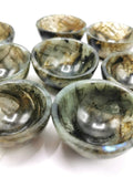Beautiful Labradorite hand carved round bowl - 2 inches diameter - Crystal Healing - ONLY 1 BOWL