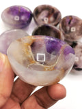 Set of 4 beautiful Amethyst hand carved round bowls - 2 inches diameter and total weight 225 gms (0.49 lb) - FIVE BOWLS