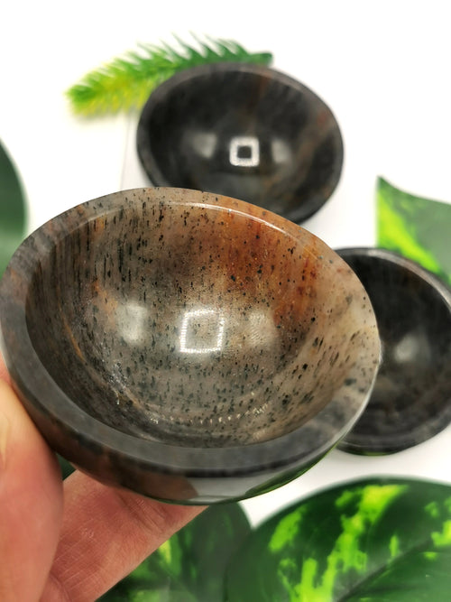 Set of 3 beautiful Blue Aventurine hand carved round bowls - 2 inches diameter and total weight 120 gms (0.26 lb) - THREE BOWLS