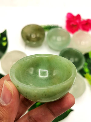 Set of 4 beautiful Light Green Aventurine hand carved bowls - 2 inches diameter and total weight 170 gms (0.35 lb) - FOUR BOWLS