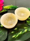 Beautiful Yellow Aventurine set of 2 hand carved round bowls - 2 inches diameter and total weight 80 gms (0.18 lb) - TWO BOWLS