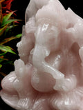 Ganesh Carving Handmade in Rose Quartz -Lord Ganesha Idol |Sculpture in Crystals and Gemstones -Reiki/Chakra/Healing - 7.5 inch and 3.75 kgs