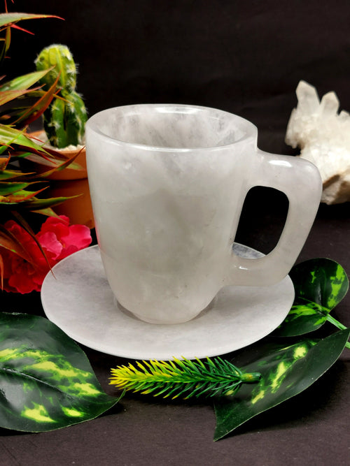 Beautiful White Quartz Tea Cup & Saucer - ONLY 1 Cup and 1 Saucer
