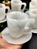 Beautiful White Quartz Tea Cup & Saucer - ONLY 1 Cup and 1 Saucer