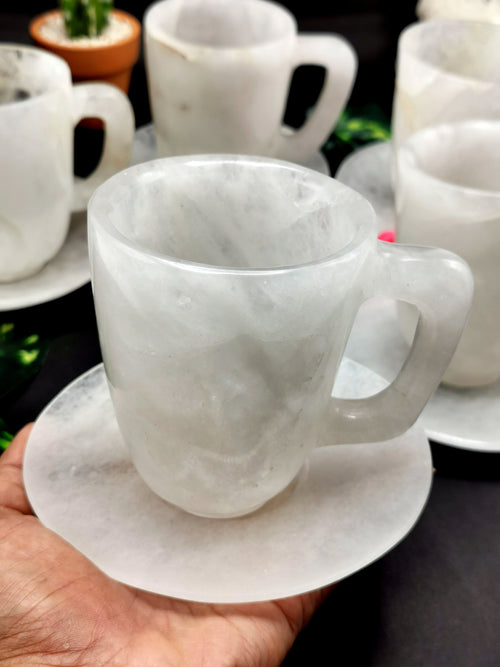 Beautiful White Quartz Tea Cup & Saucer - ONLY 1 Cup and 1 Saucer