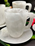 Beautiful White Quartz Tea Cup & Saucer - ONLY 1 Cup and 1 Saucer