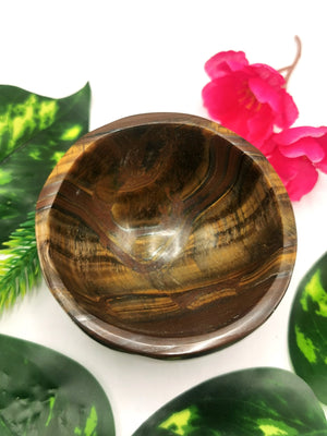 Beautiful tiger eye hand carved round bowls - 3 inches diameter and 250 gms (0.55 lb) - ONE BOWL ONLY