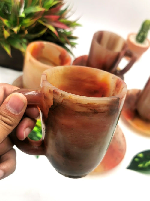 Beautiful Red Agate Tea Cup & Saucer - ONLY 1 Cup and 1 Saucer