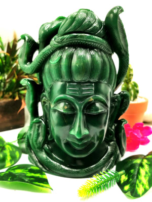 Shiva Head in Dark Green Aventurine Carving - Lord Shivshankar in crystals and gemstones |Reiki/Chakra/Healing -7.5 in and 2.86 kg (6.29 lb)