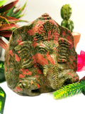 Unakite Handmade Carving of Ganesh - Lord Ganesha Idol/Murti in Crystals and Gemstones - Reiki/Chakra/Healing - 3 inch and 1.07 kg (2.35 lb)